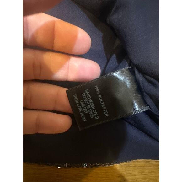 Lulus Captivate Navy Blue Sequin Bell Sleeve Crop Top Glamour Size Medium Party - Picture 7 of 11